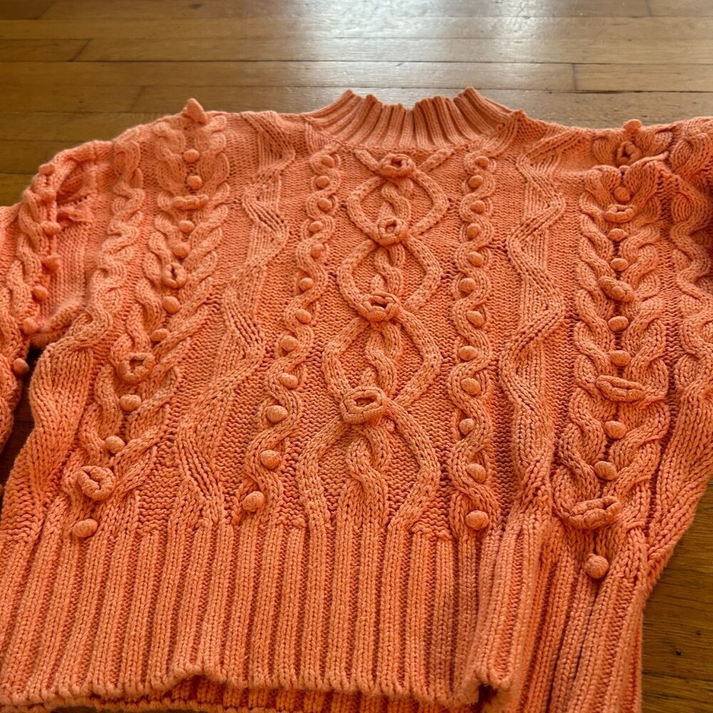 Marnie West Pullover Sweater Womens Size Large Vintage Cable Knit Orange - Picture 2 of 6